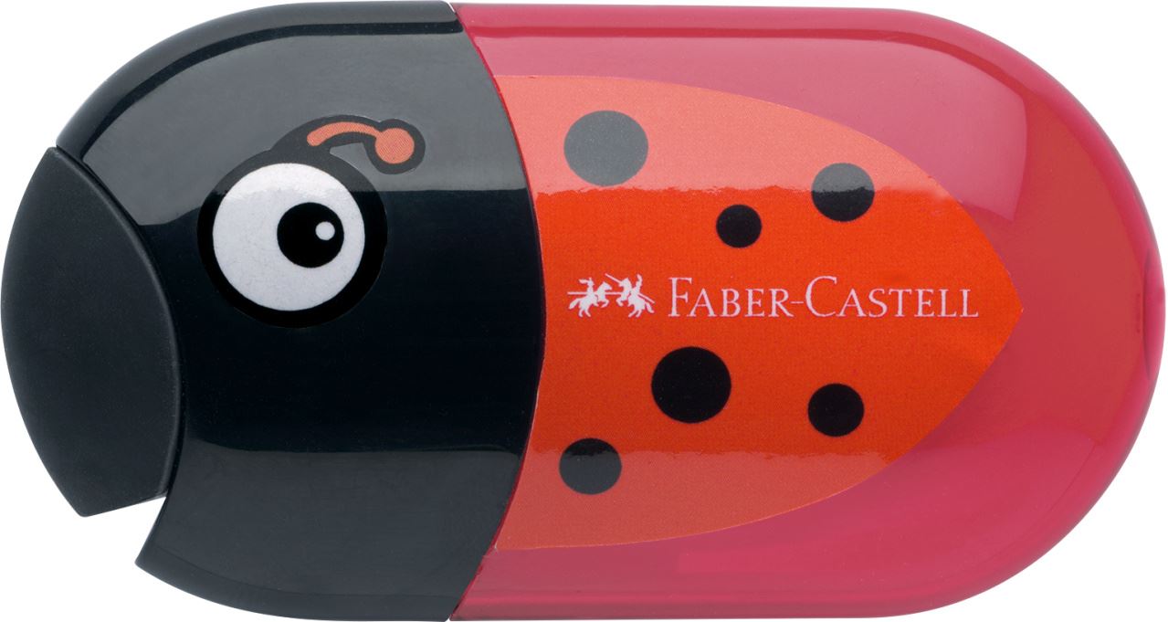 Faber-Castell - Tiermotive Doppelspitzdose mit Radierer, Motiv Marienkäfer