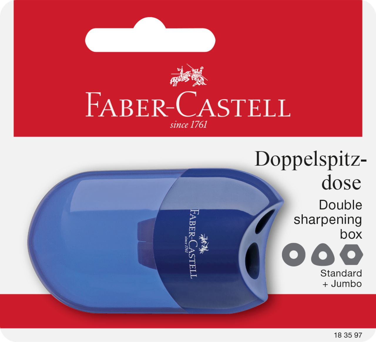 Faber-Castell - Doppelspitzdose, rot/blau, sortiert, 1er Set