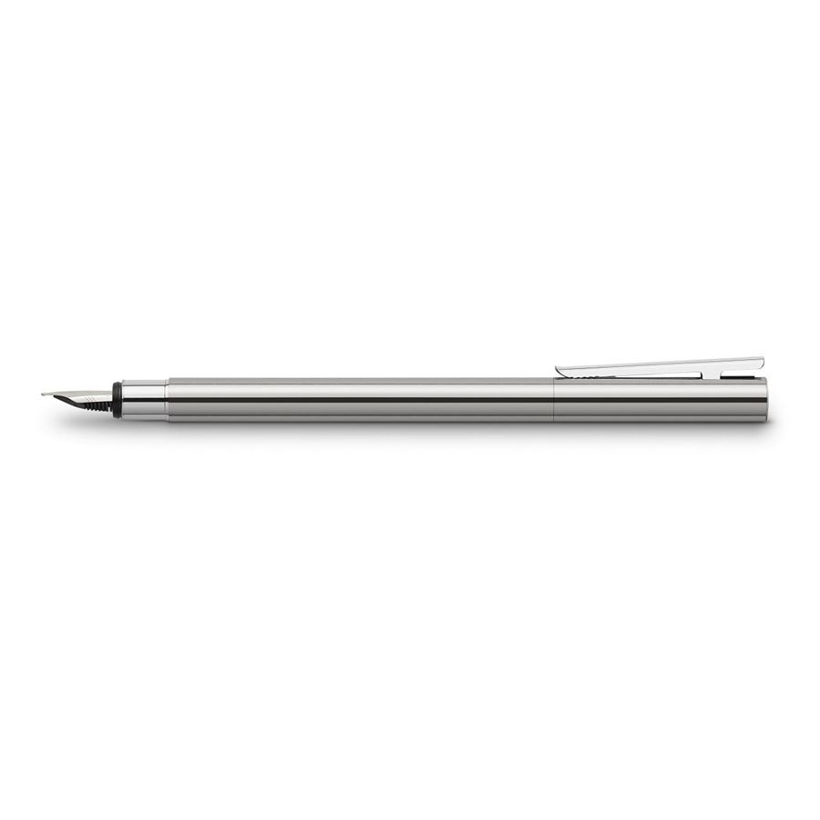 Faber-Castell - Stylo à plume Neo Slim acier inoxydable, brillant, fin