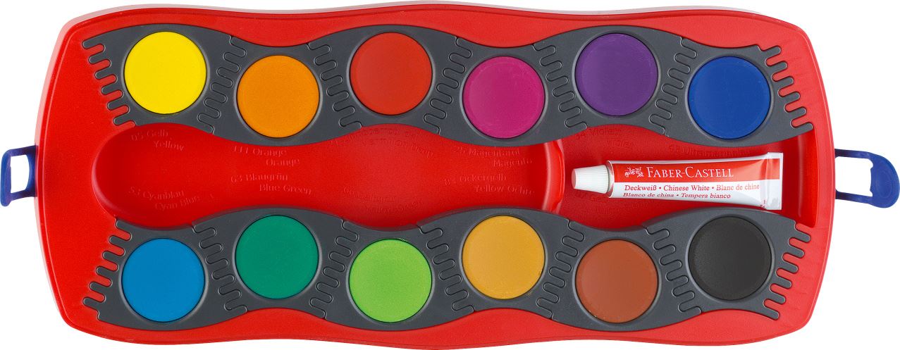 Faber-Castell - Palette de peinture Connector 12 couleurs emballage, rouge