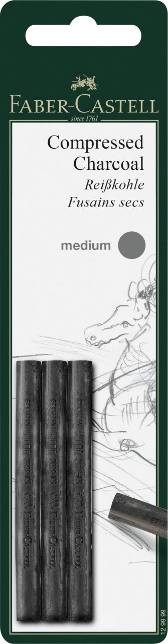 Faber-Castell - Pitt Reißkohle Stick, 3x medium