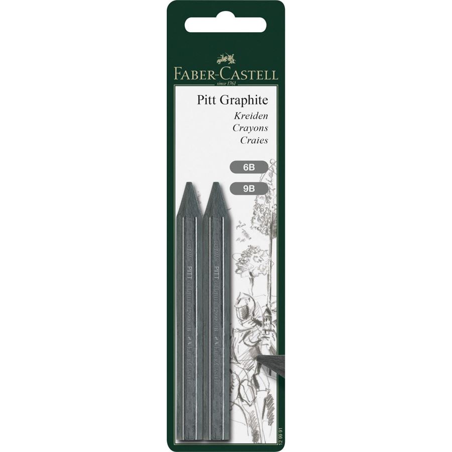 Faber-Castell - Craies graphite Pitt, 6B, 9B, blister