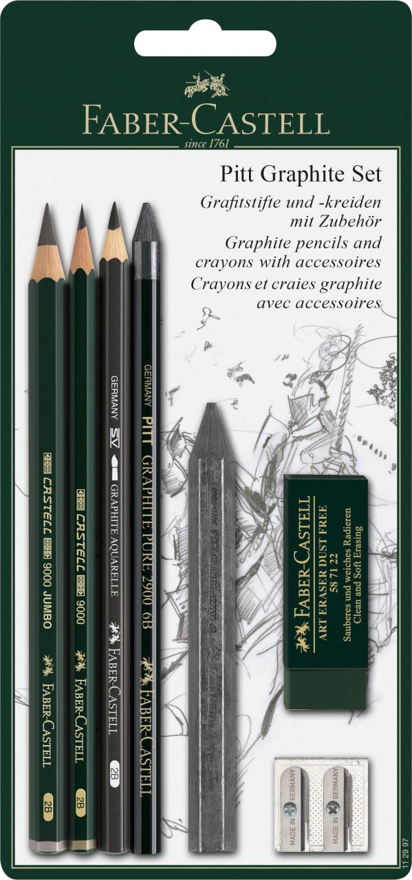 Faber-Castell - Set de crayons Pitt Graphite, blister, 7 pièces