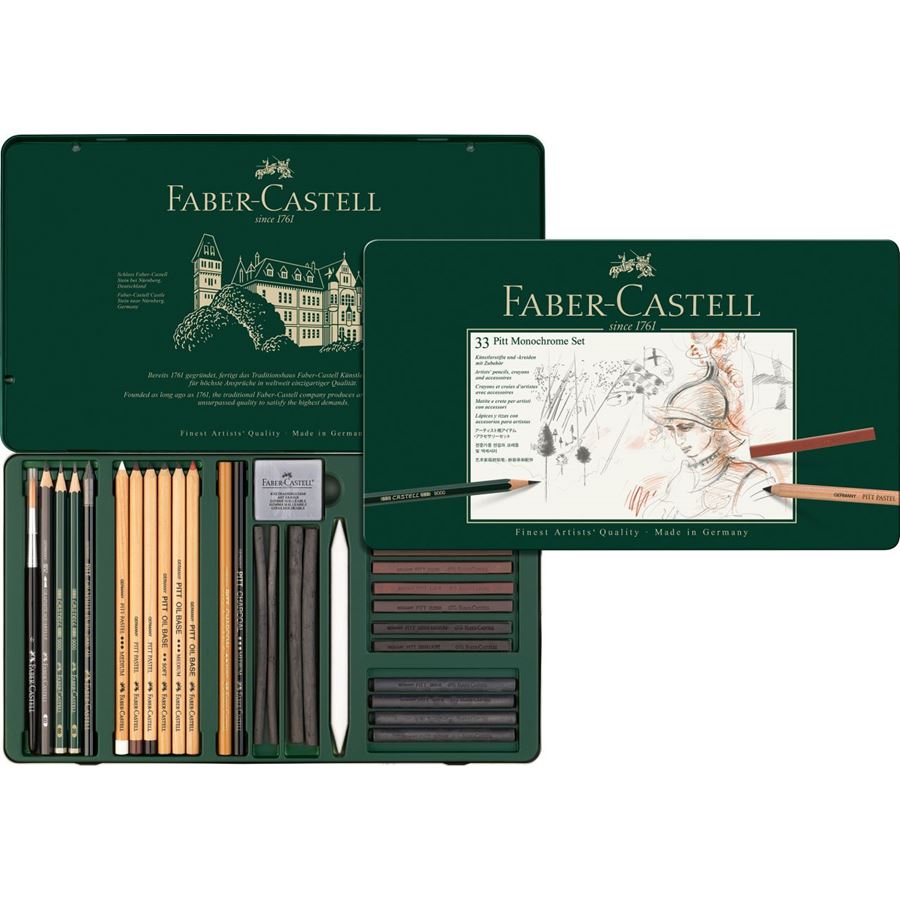 Faber-Castell - Pitt Monochrome Set, 33er Metalletui