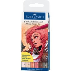 Faber-Castell - Pitt Artist Pen Brush Tuschestift, 6er Etui, Manga Kaoiro