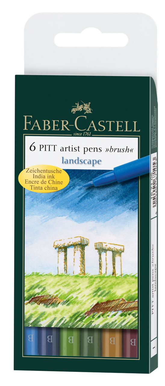 Faber-Castell - Pitt Artist Pen Brush Tuschestift, 6er Etui, Landscape