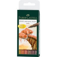 Faber-Castell - Pitt Artist Pen Brush Tuschestift, 6er Etui, Terra
