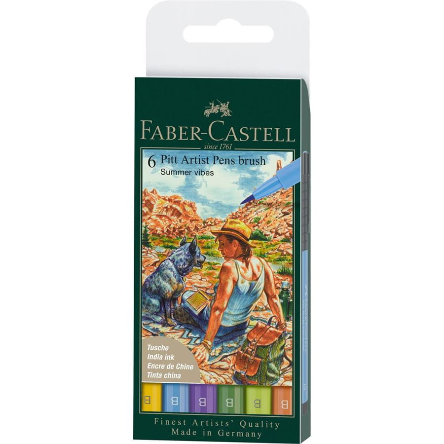 Faber-Castell - Pitt Artist Pen Brush Tuschestift, 6er Etui, Summer vibes
