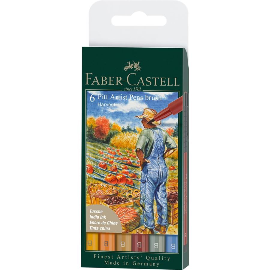 Faber-Castell - Feutre Pitt Artist Pen, boîte de 6, Harvest