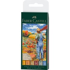 Faber-Castell - Pitt Artist Pen Brush Tuschestift, 6er Etui, Harvest