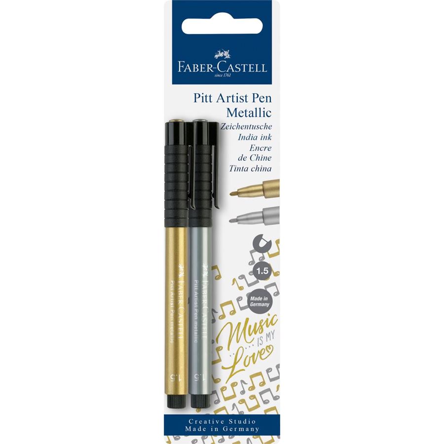 Faber-Castell - Pitt Artist Pen Metallic 1.5 Tuschestift, gold/silber