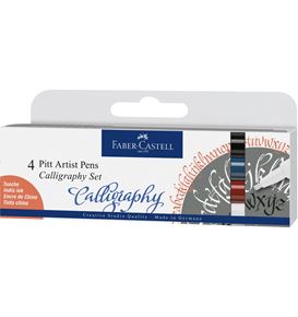 Faber-Castell - Feutres Pitt Artist Pen Calligraphie, boîte de 4, classique