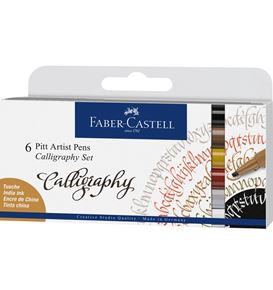 Faber-Castell - Feutres Pitt Artist Pen Calligraphie, boîte de 6