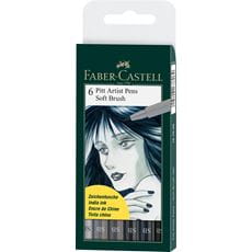 Faber-Castell - Pitt Artist Pen Soft Brush Tuschestift, 6er Etui