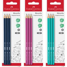 Faber-Castell - 3 bunte Bleistifte HB auf Blisterkarte