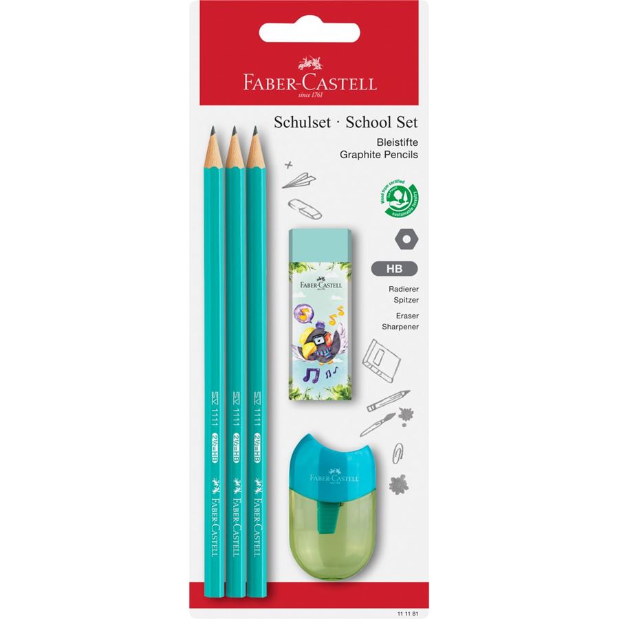 Faber-Castell - Blister Crayon graphite 1111 set écolier