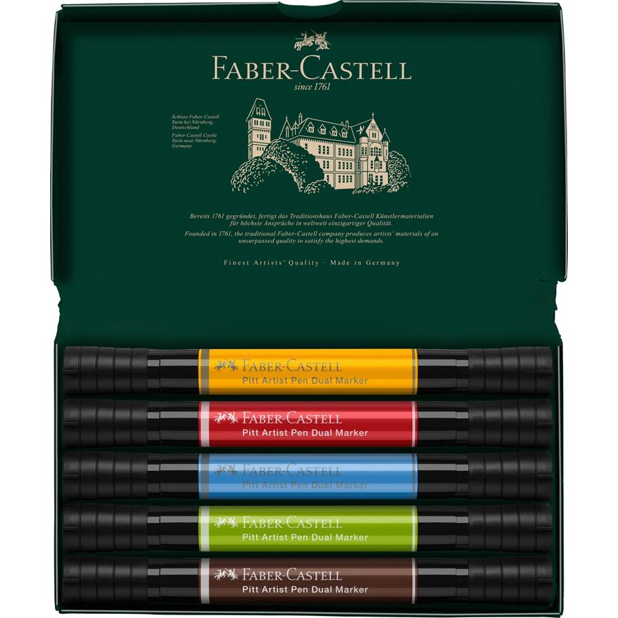 Faber-Castell - Feutre Pitt Artist Pen Double Pointe, boîte de 5