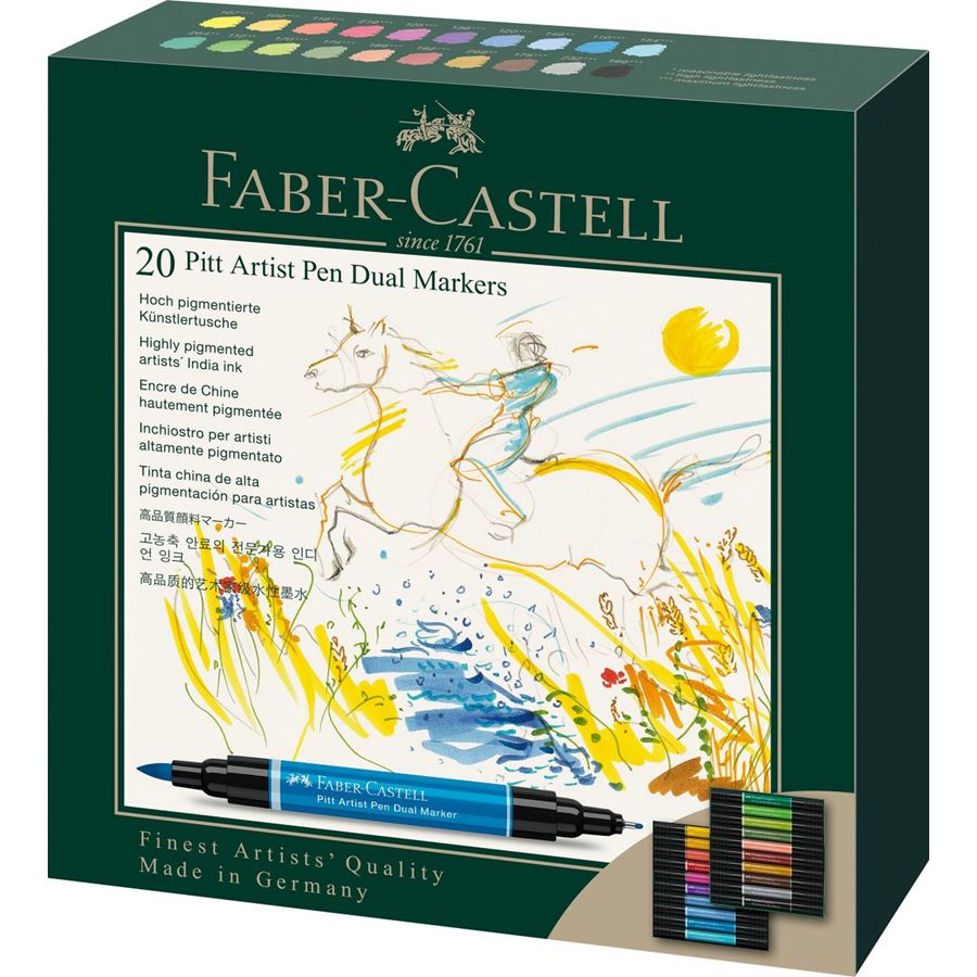 Faber-Castell - Feutre Pitt Artist Pen Double Pointe, boîte de 20