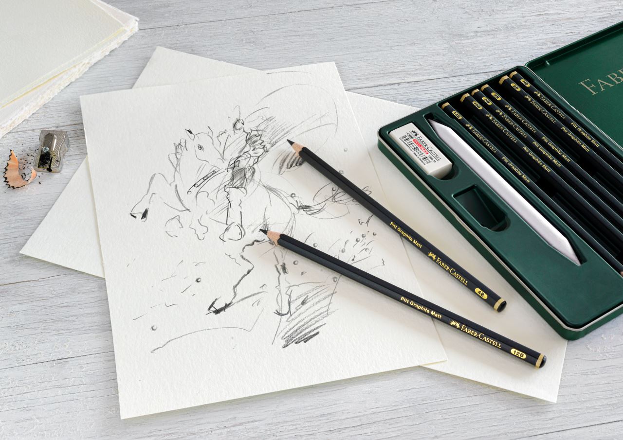 Faber-Castell - Set de crayons Pitt Graphite Matt, boîte métal de 11 pièces
