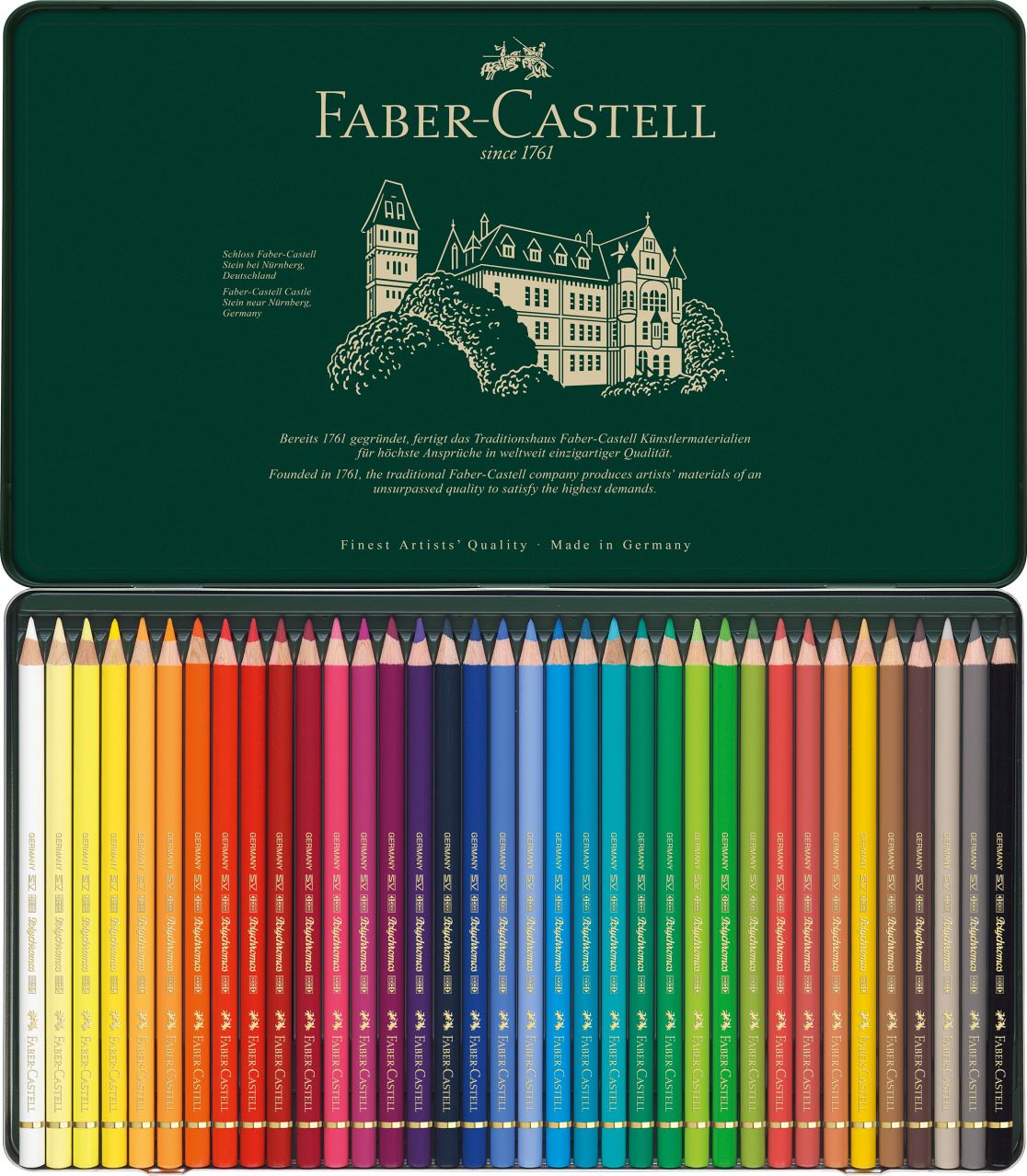 Faber-Castell - Crayons de couleur Polychromos, boîte métal de 36 pièces