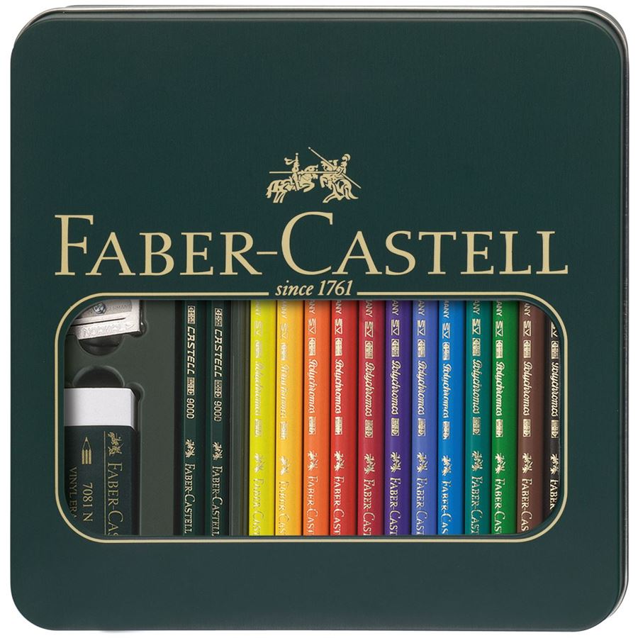 Faber-Castell - Metalletui Mixed Media Polychromos & Castell 9000