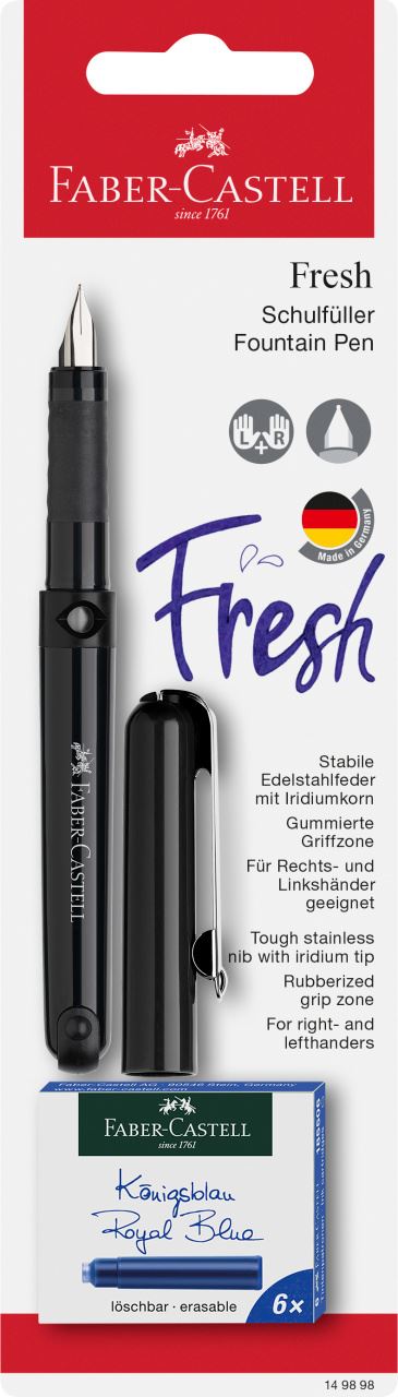 Faber-Castell - Fresh Schulfüller für Links- und Rechtshänder, plus Patronen