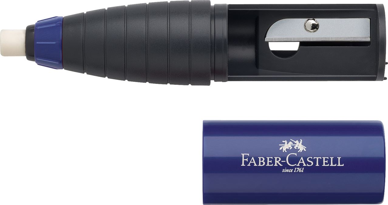 Faber-Castell - Combinaison Gomme/Taille-crayon mûre/bleu