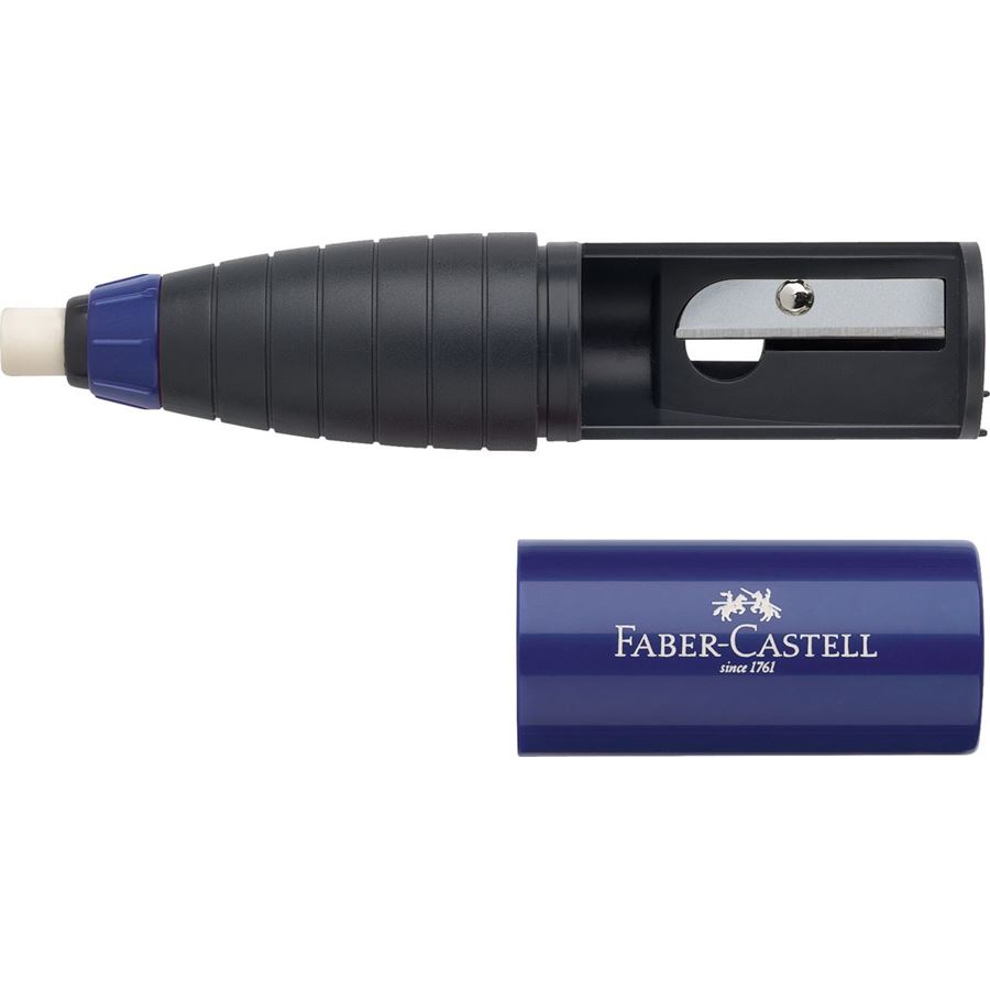 Faber-Castell - Combinaison Gomme/Taille-crayon mûre/bleu
