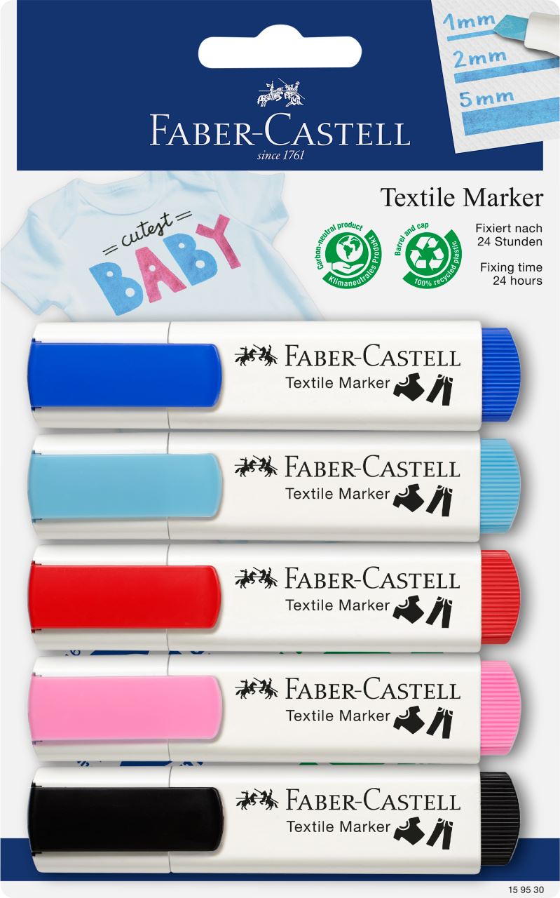 Faber-Castell - Marqueurs Textile 5x couleurs pastel
